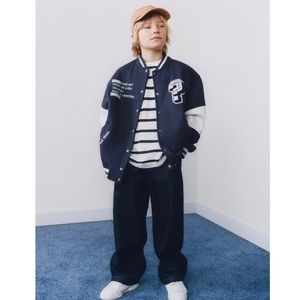 Zara boy’s Chenille Patch Bomber Jacket Size 13-14 years old
